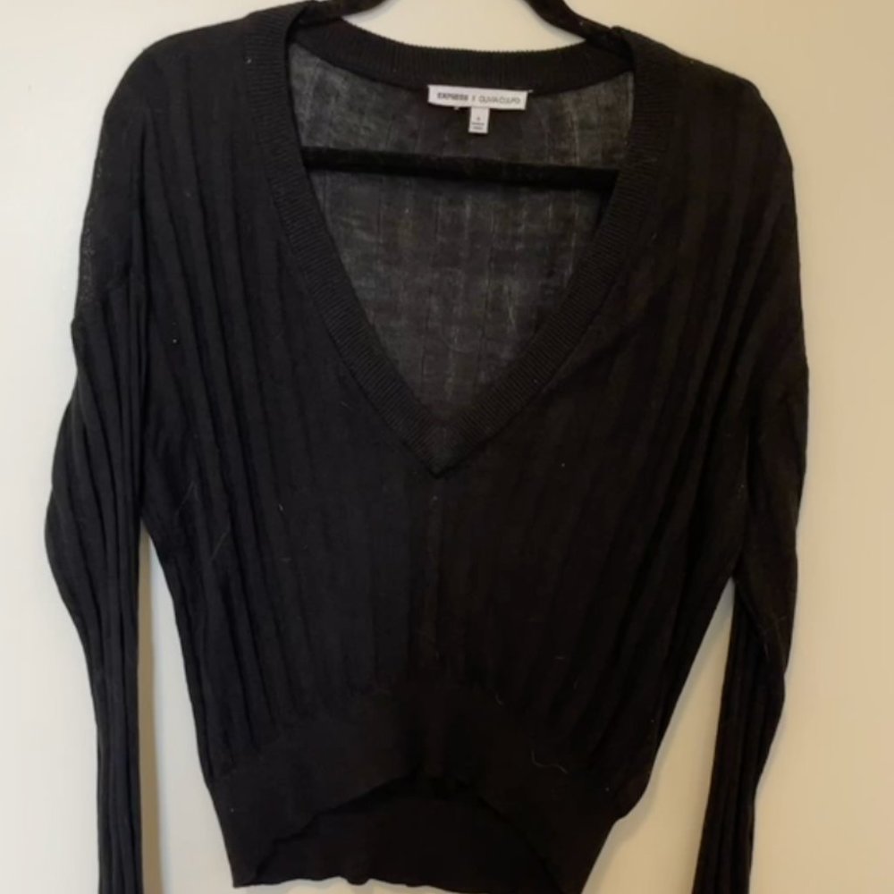 Express x Olivia Culpo  Black Cropped Sweater